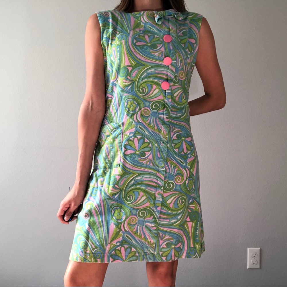 60’s swirl/floral print shift dress